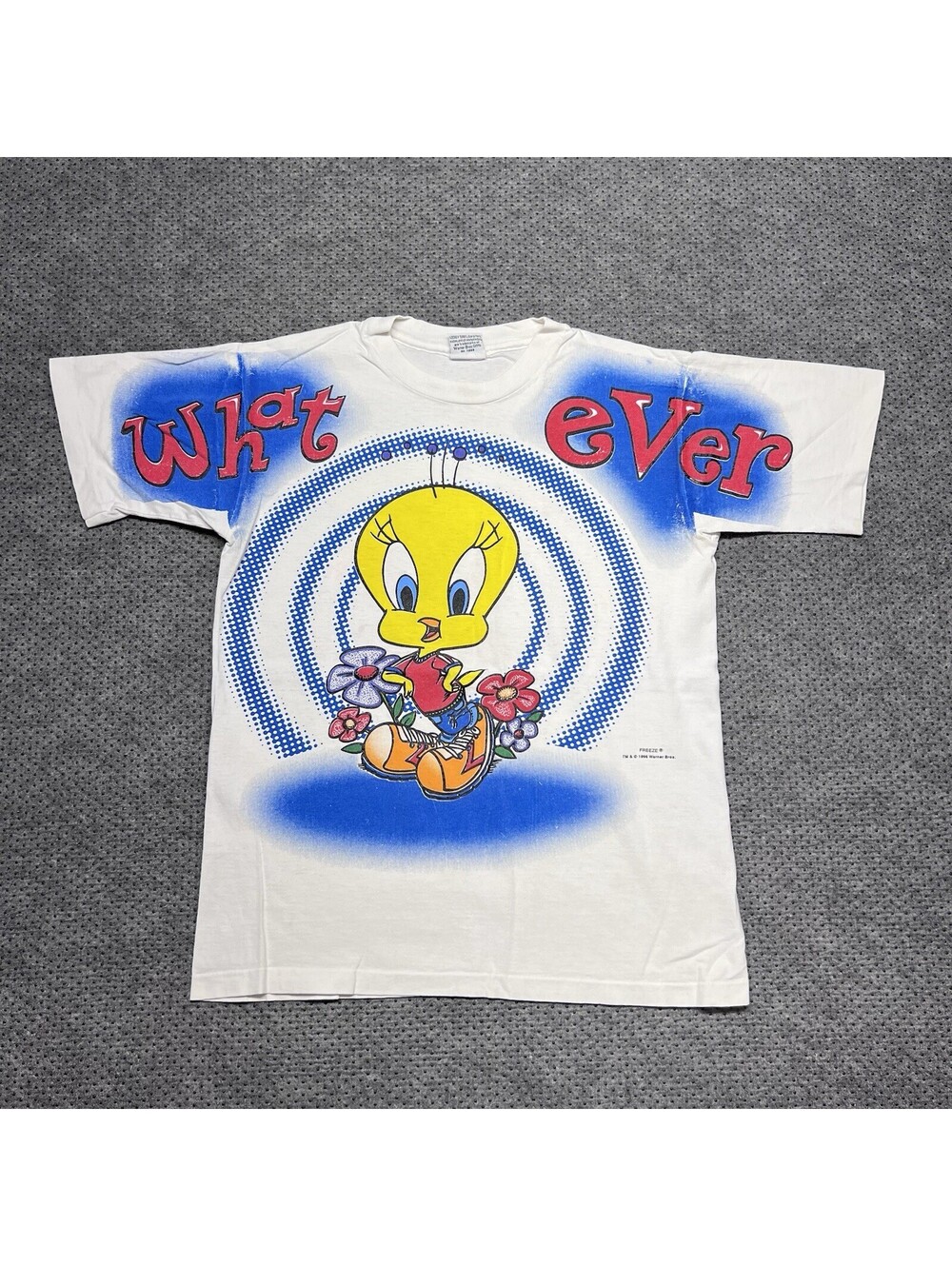 Vintage 1996 Tweety Bird Shirt Small Whatever Who Cares Rare Men’s White AOP